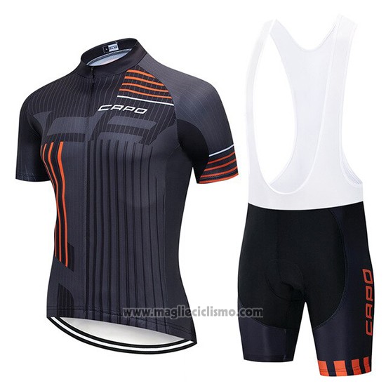 2018 Abbigliamento Ciclismo Capo Nero Grigio Arancione Manica Corta e Salopette