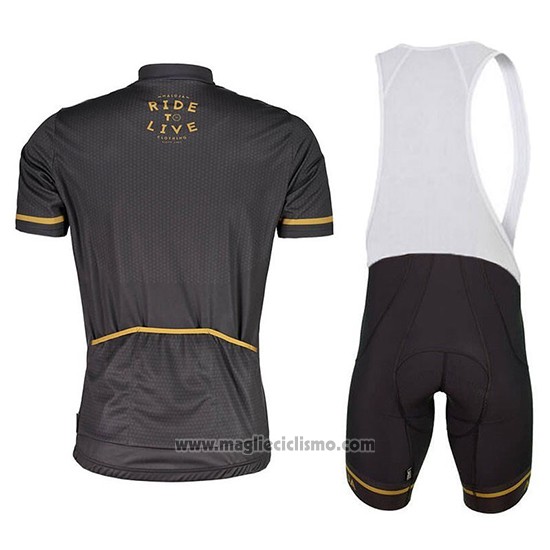 2018 Abbigliamento Ciclismo Maloja PushbikersM Nero Giallo Manica Corta e Salopette