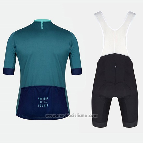 2018 Abbigliamento Ciclismo Tete de La Course Verde Blu Manica Corta e Salopette