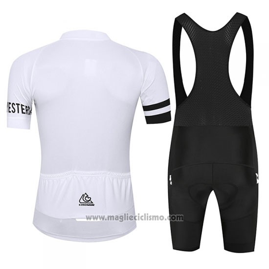 2019 Abbigliamento Ciclismo Chomir Bianco Manica Corta e Salopette