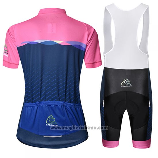 2019 Abbigliamento Ciclismo Chomir Rosa Spento Blu Manica Corta e Salopette