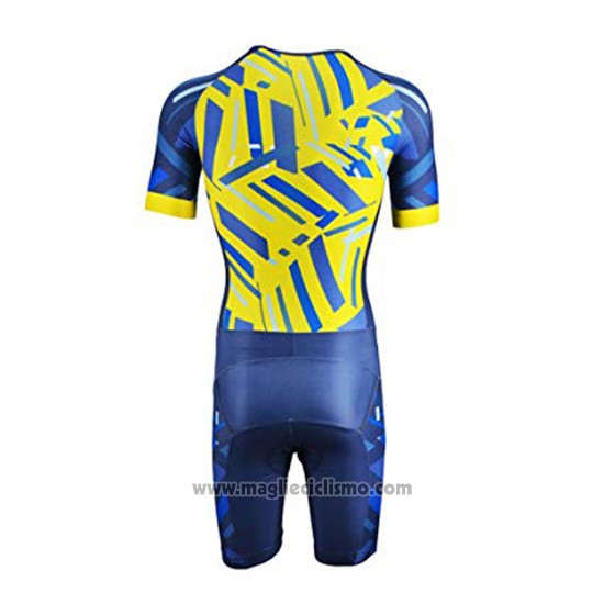 2019 Abbigliamento Ciclismo Emonder-Triathlon Blu Giallo Manica Corta e Salopette