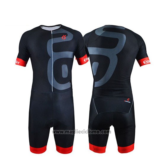 2019 Abbigliamento Ciclismo Emonder-Triathlon Nero Rosso Manica Corta e Salopette