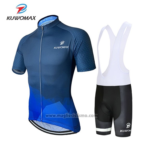 2019 Abbigliamento Ciclismo Kuwomax Blu Manica Corta e Salopette