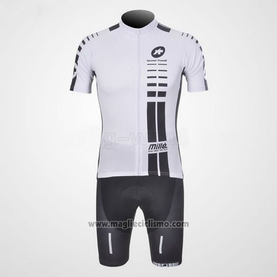 2011 Abbigliamento Ciclismo Assos Bianco e Nero Manica Corta e Salopette