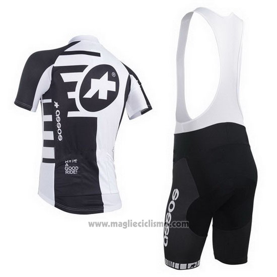 2013 Abbigliamento Ciclismo Assos Bianco e Nero Manica Corta e Salopette