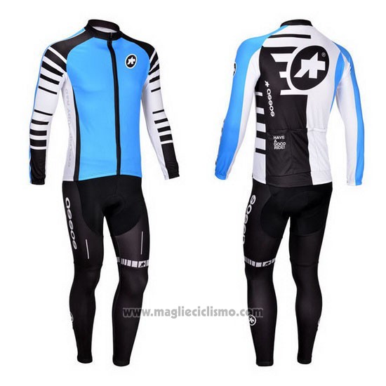 2013 Abbigliamento Ciclismo Assos Celeste e Nero Manica Lunga e Salopette
