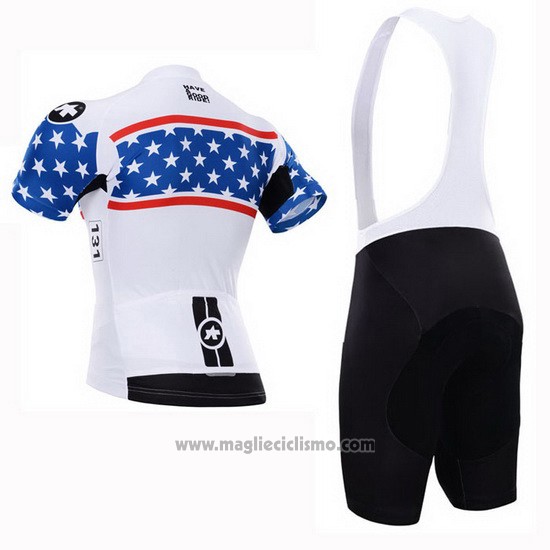 2015 Abbigliamento Ciclismo Assos Bianco e Blu Manica Corta e Salopette