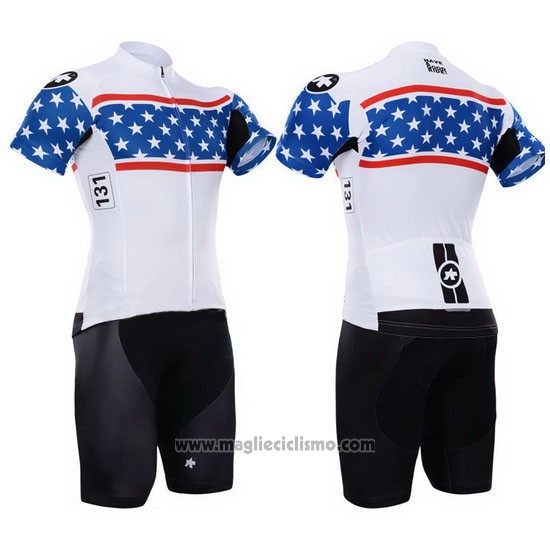 2015 Abbigliamento Ciclismo Assos Bianco e Blu Manica Corta e Salopette