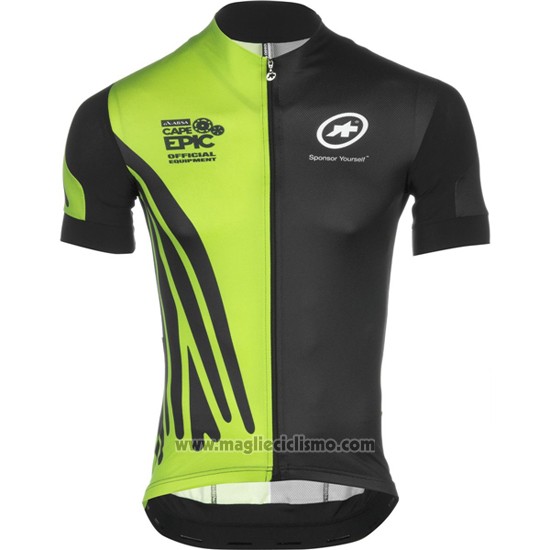 2016 Abbigliamento Ciclismo Assos Nero e Verde Manica Corta e Salopette