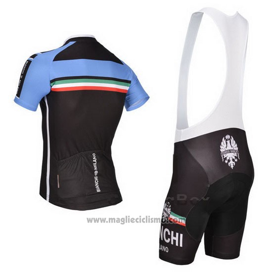 2014 Abbigliamento Ciclismo Bianchi Nero e Blu Manica Corta e Salopette