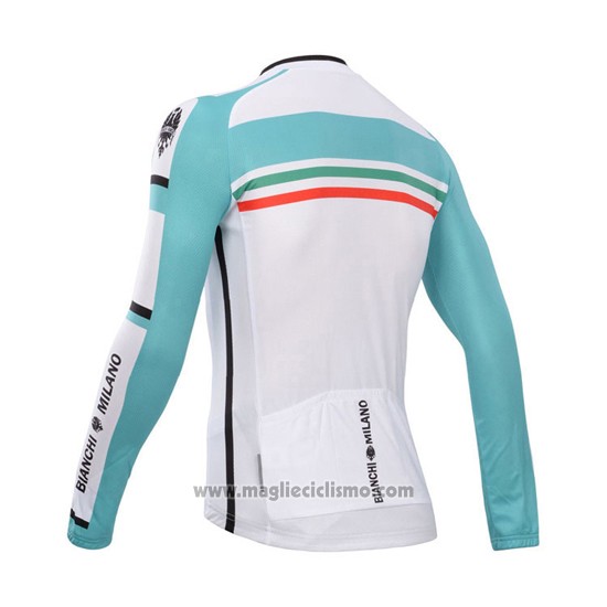 2014 Abbigliamento Ciclismo Bianchi Verde e Bianco Manica Lunga e Salopette