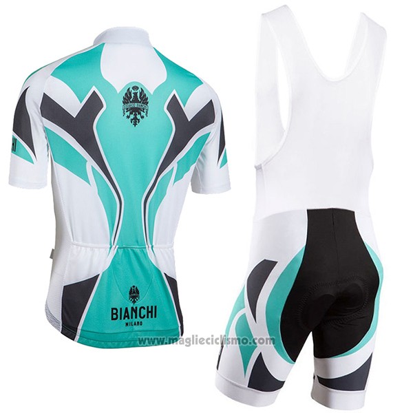 2016 Abbigliamento Ciclismo Bianchi Celeste e Bianco Manica Corta e Salopette