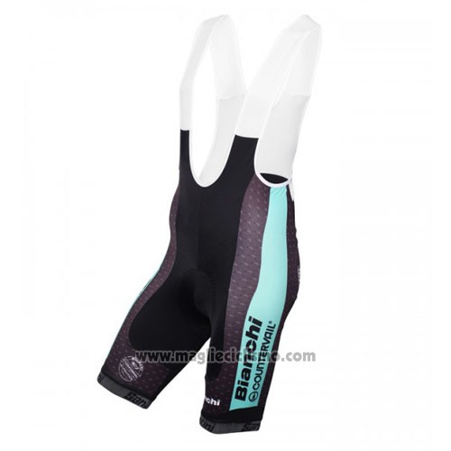 2016 Abbigliamento Ciclismo Bianchi Mtb Azzurro e Nero Manica Corta e Salopette