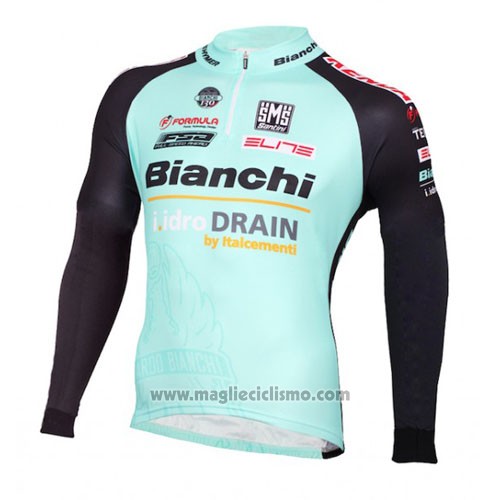 2016 Abbigliamento Ciclismo Bianchi Mtb Ml Nero e Verde Manica Lunga e Salopette