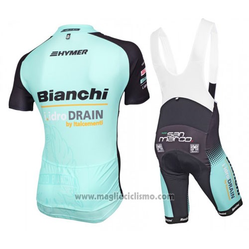 2016 Abbigliamento Ciclismo Bianchi Mtb Nero e Azzurro Manica Corta e Salopette