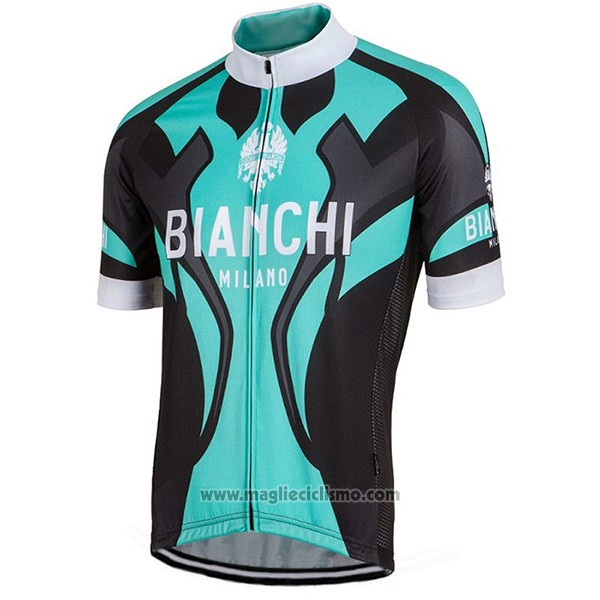 2016 Abbigliamento Ciclismo Bianchi Nero e Celeste Manica Corta e Salopette