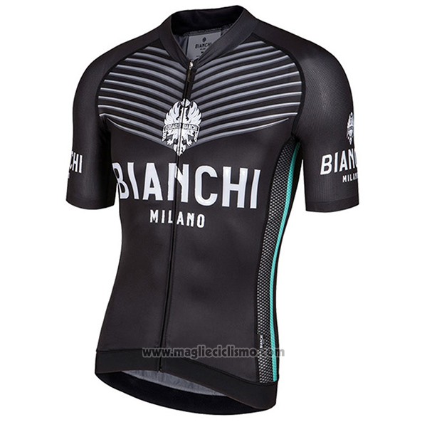 2017 Abbigliamento Ciclismo Bianchi Milano Ceresole Nero Manica Corta e Salopette