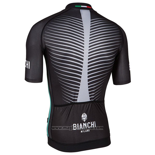 2017 Abbigliamento Ciclismo Bianchi Milano Ceresole Nero Manica Corta e Salopette