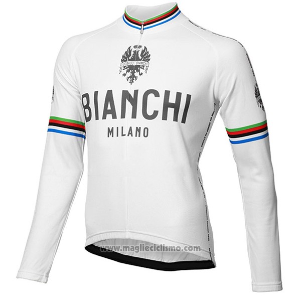 2017 Abbigliamento Ciclismo Bianchi Milano Ml Bianco Manica Lunga e Salopette