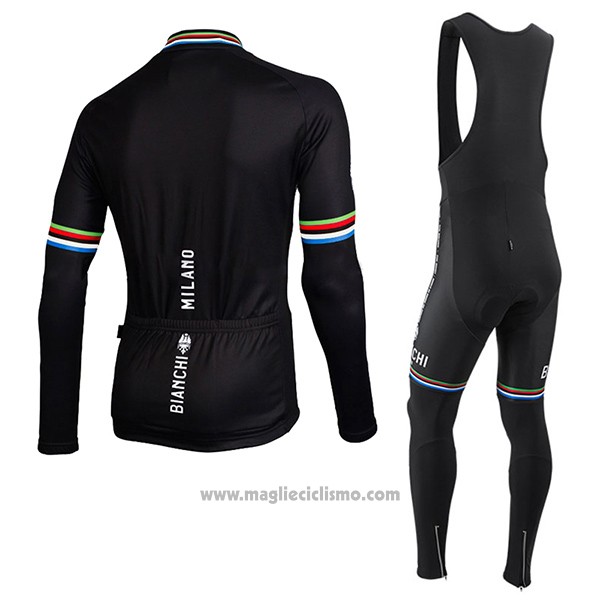 2017 Abbigliamento Ciclismo Bianchi Milano Ml Nero Manica Lunga e Salopette