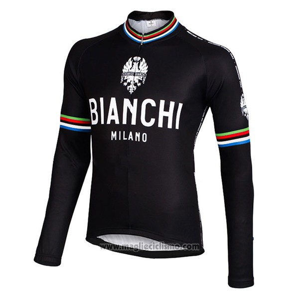 2017 Abbigliamento Ciclismo Bianchi Milano Ml Nero Manica Lunga e Salopette