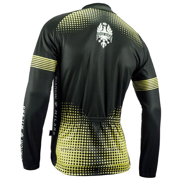 2017 Abbigliamento Ciclismo Bianchi Milano Ml Nero e Giallo Manica Lunga e Salopette