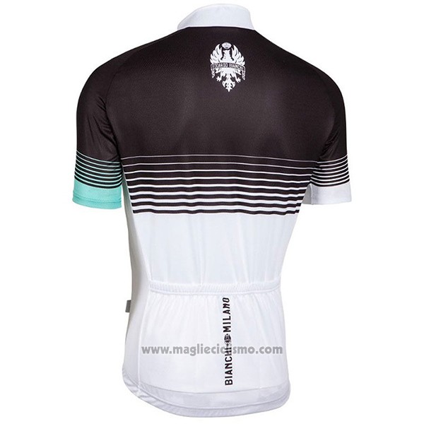 2017 Abbigliamento Ciclismo Bianchi Milano Nero e Bianco Manica Corta e Salopette