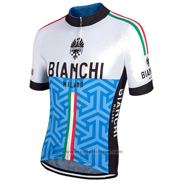 2017 Abbigliamento Ciclismo Bianchi Milano Pontesei Blu Manica Corta e Salopette