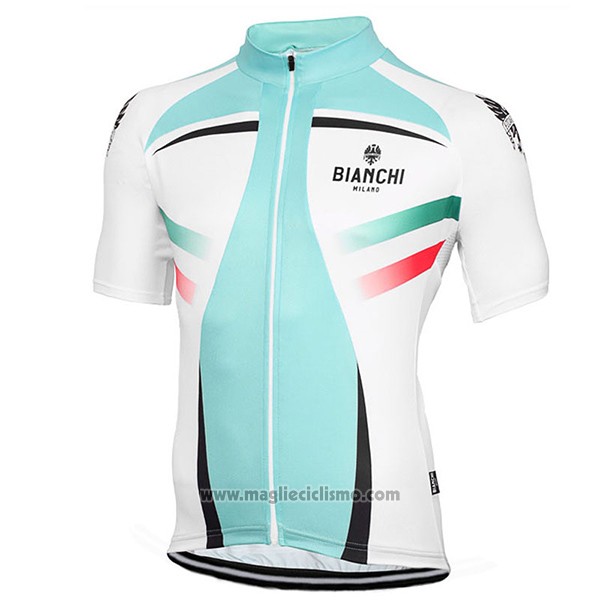 2017 Abbigliamento Ciclismo Bianchi Milano Verde e Bianco Manica Corta e Salopette