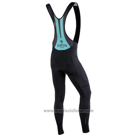 2019 Abbigliamento Ciclismo Bianchi Milano FT Blu Nero Manica Lunga e Salopette