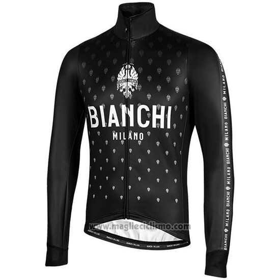 2019 Abbigliamento Ciclismo Bianchi Milano FT Nero Bianco Manica Lunga e Salopette