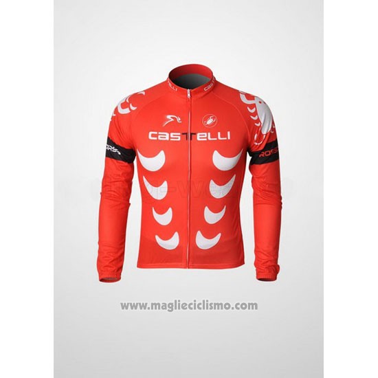 2010 Abbigliamento Ciclismo Castelli Bianco e Rosso Manica Lunga e Salopette