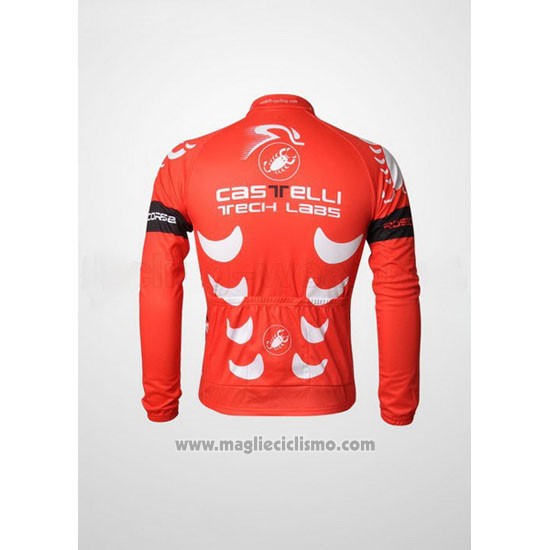 2010 Abbigliamento Ciclismo Castelli Bianco e Rosso Manica Lunga e Salopette