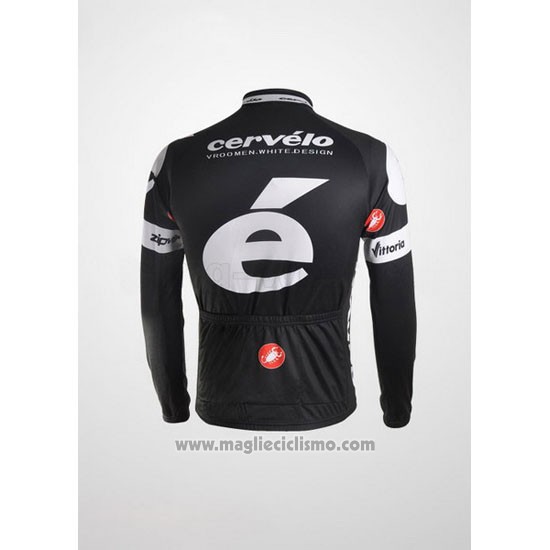 2010 Abbigliamento Ciclismo Castelli Cervelo Bianco e Nero Manica Lunga e Salopette