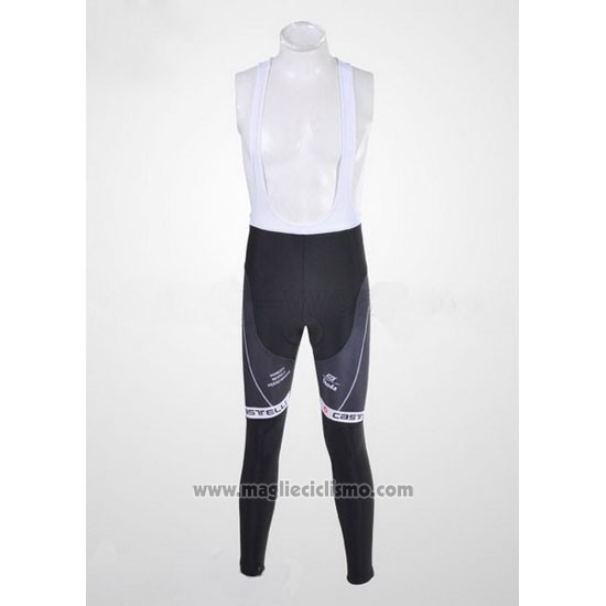 2010 Abbigliamento Ciclismo Castelli Cervelo Bianco e Nero Manica Lunga e Salopette