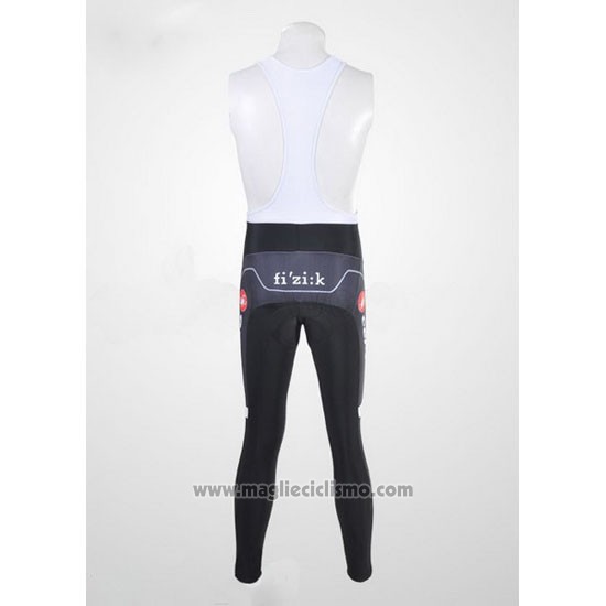 2010 Abbigliamento Ciclismo Castelli Cervelo Bianco e Nero Manica Lunga e Salopette