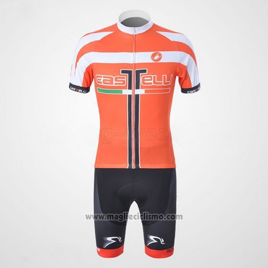 2011 Abbigliamento Ciclismo Castelli Bianco e Arancione Manica Corta e Salopette