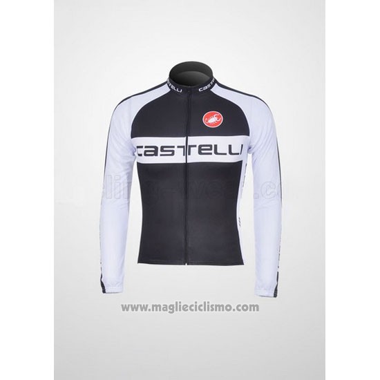 2011 Abbigliamento Ciclismo Castelli Bianco e Nero Manica Lunga e Salopette