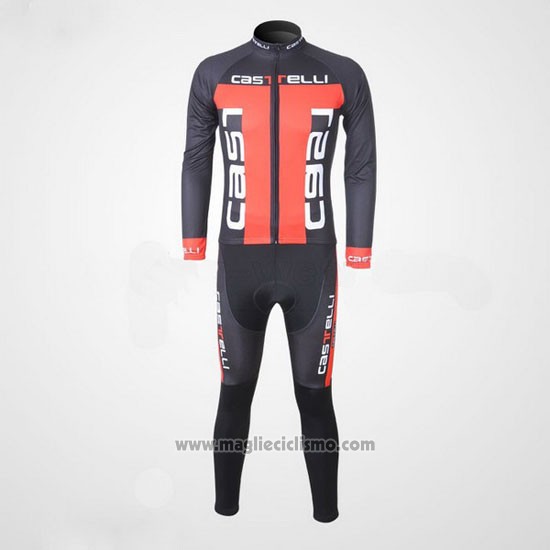 2011 Abbigliamento Ciclismo Castelli Grigio e Arancione Manica Lunga e Salopette