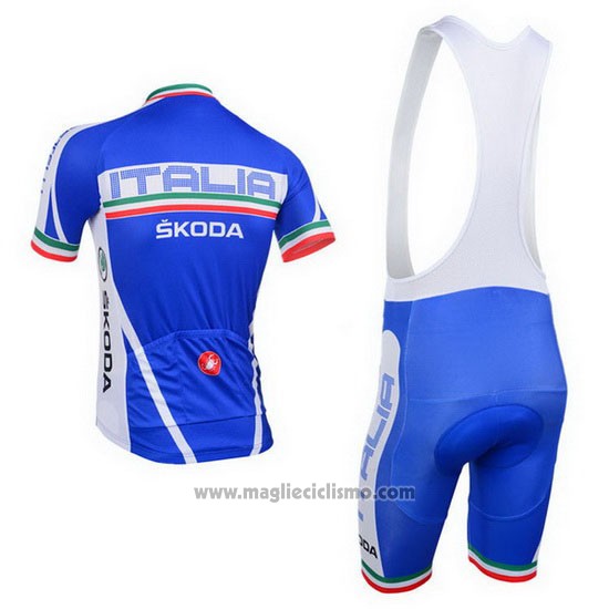 2013 Abbigliamento Ciclismo Castelli Italia Bianco e Blu Manica Corta e Salopette