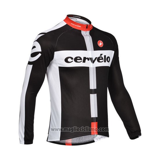 2013 Abbigliamento Ciclismo Cervelo Bianco e Nero Manica Lunga e Salopette