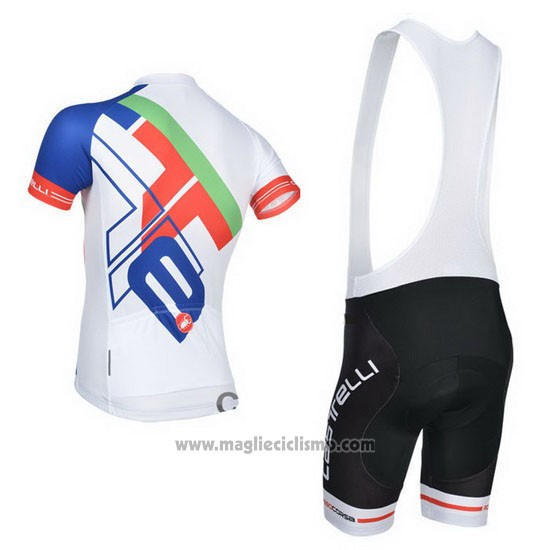 2014 Abbigliamento Ciclismo Castelli Bianco e Blu Manica Corta e Salopette