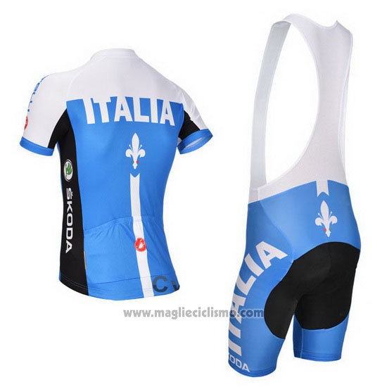 2014 Abbigliamento Ciclismo Castelli Blu e Bianco Manica Corta e Salopette