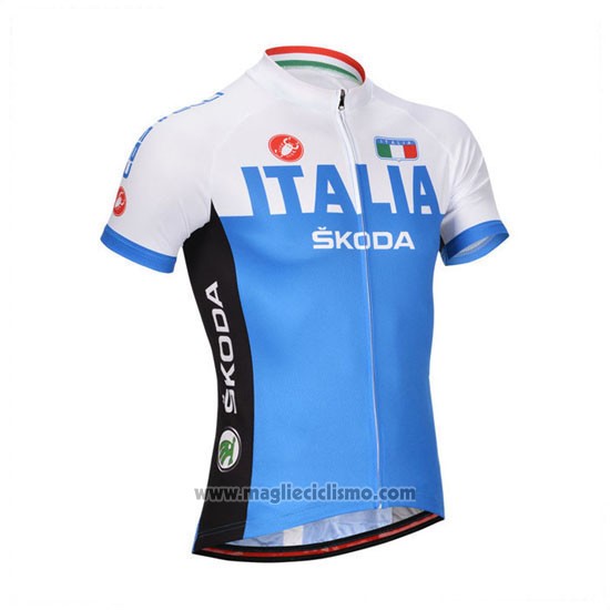 2014 Abbigliamento Ciclismo Castelli Blu e Bianco Manica Corta e Salopette