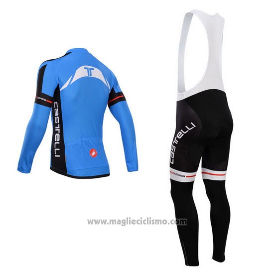 2014 Abbigliamento Ciclismo Castelli Blu e Nero Manica Lunga e Salopette