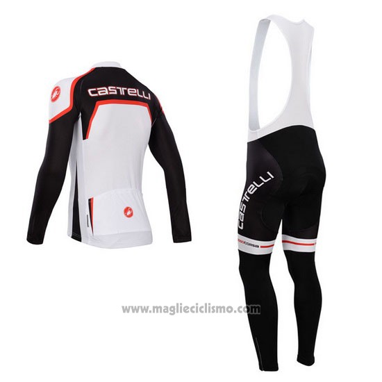 2014 Abbigliamento Ciclismo Castelli Nero e Bianco Manica Lunga e Salopette