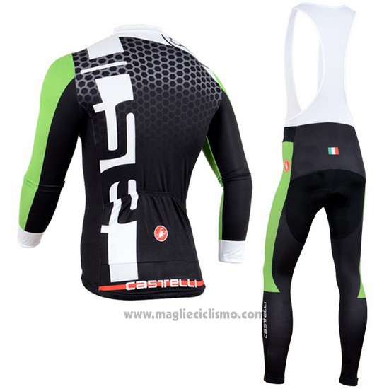 2014 Abbigliamento Ciclismo Castelli Nero e Verde Manica Lunga e Salopette
