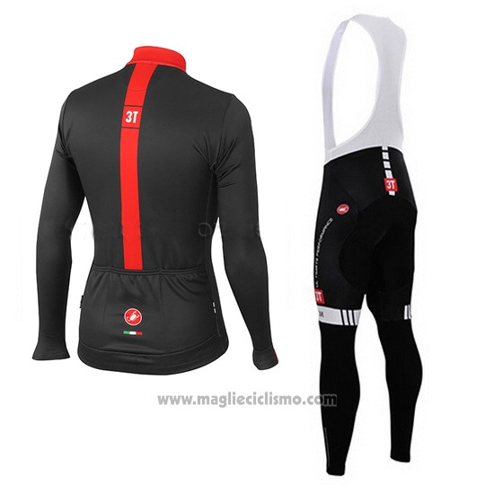 2015 Abbigliamento Ciclismo Castelli 3t Nero e Rosso Manica Lunga e Salopette