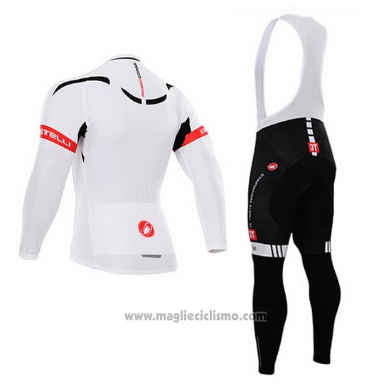 2015 Abbigliamento Ciclismo Castelli Bianco e Nero Manica Lunga e Salopette
